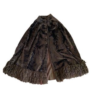 Vintage Dark Brown Faux Fur Cape